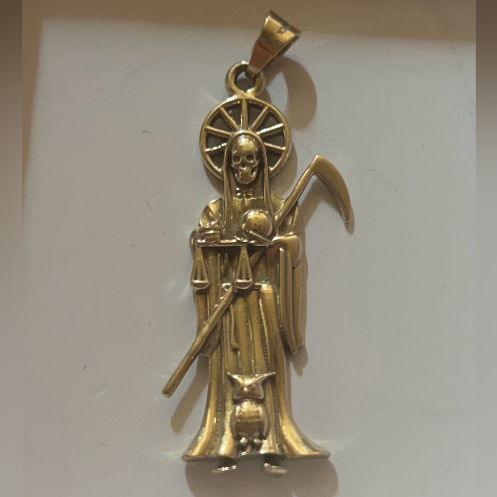 10k Solid Yellow Gold Saint Pendant Necklace